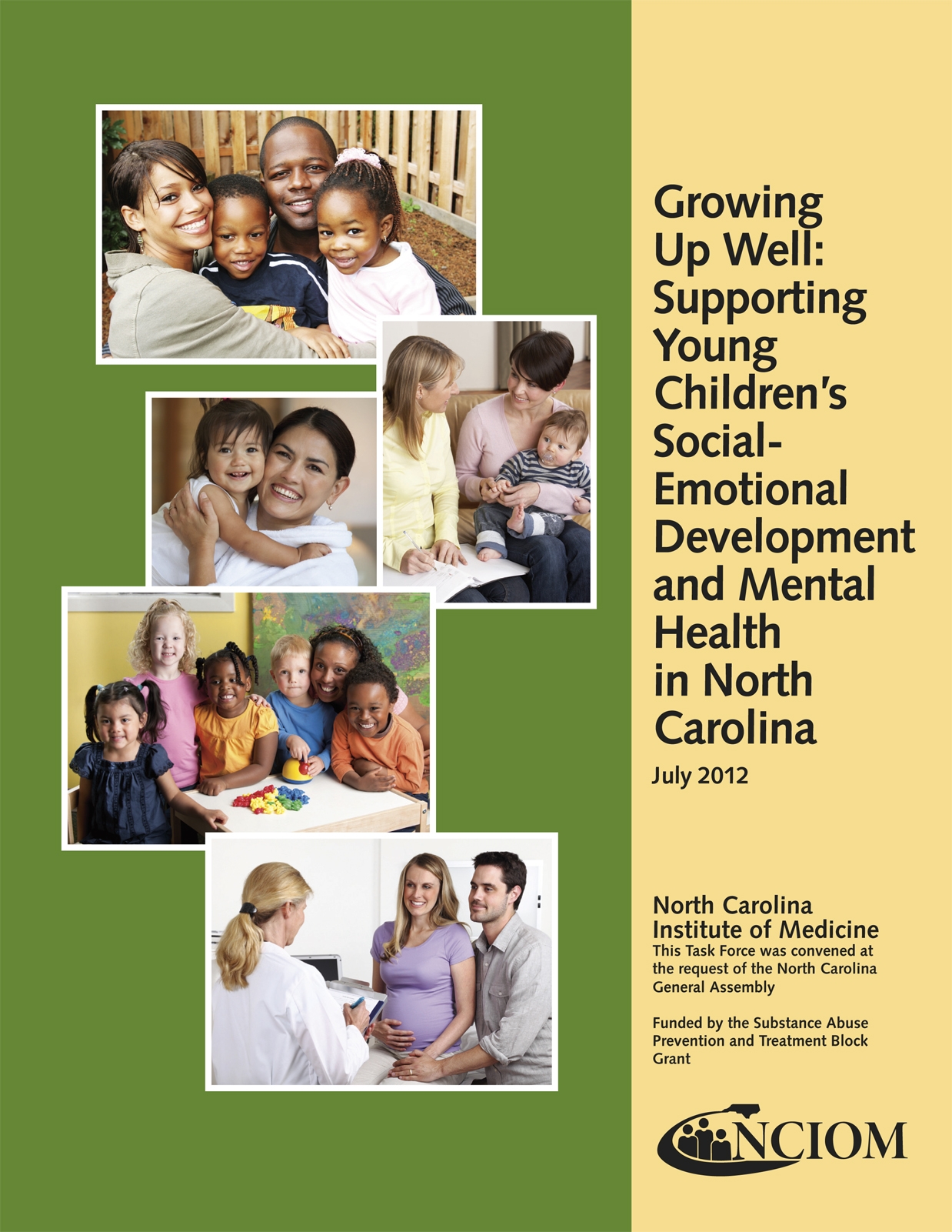 Report Cover: Growing Up Well, supporting young children's social-emotional development and mental health in NC