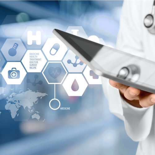stock photo of doctor holding ipad