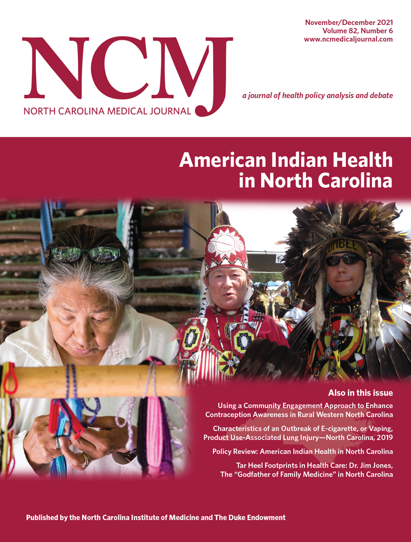cover of Nov/Dec 2021 NCMJ about American Indian health in NC