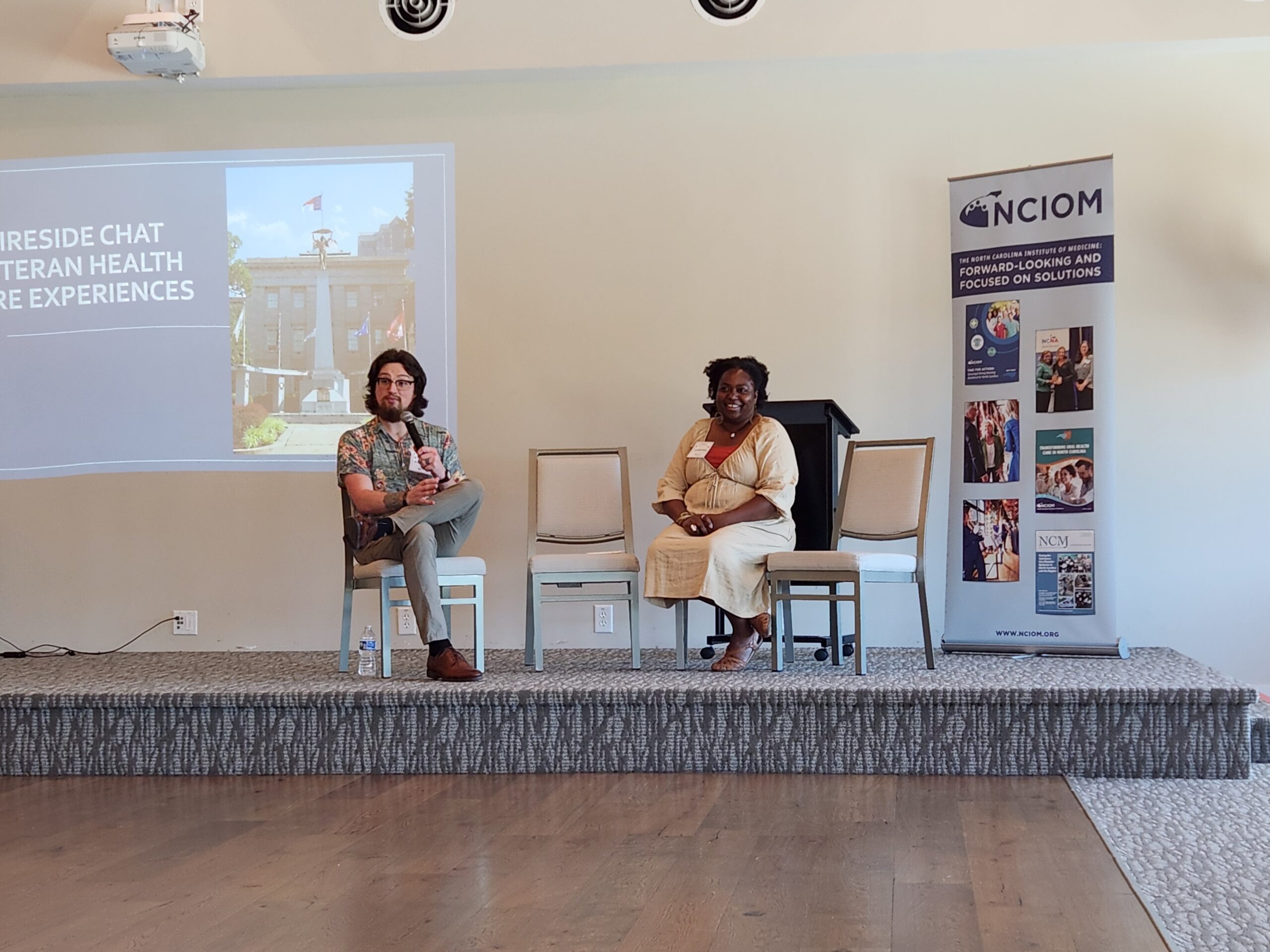 Fireside chat between Austyn Kobs and Lucretia King at the Task Force on Veterans' Health launch event.