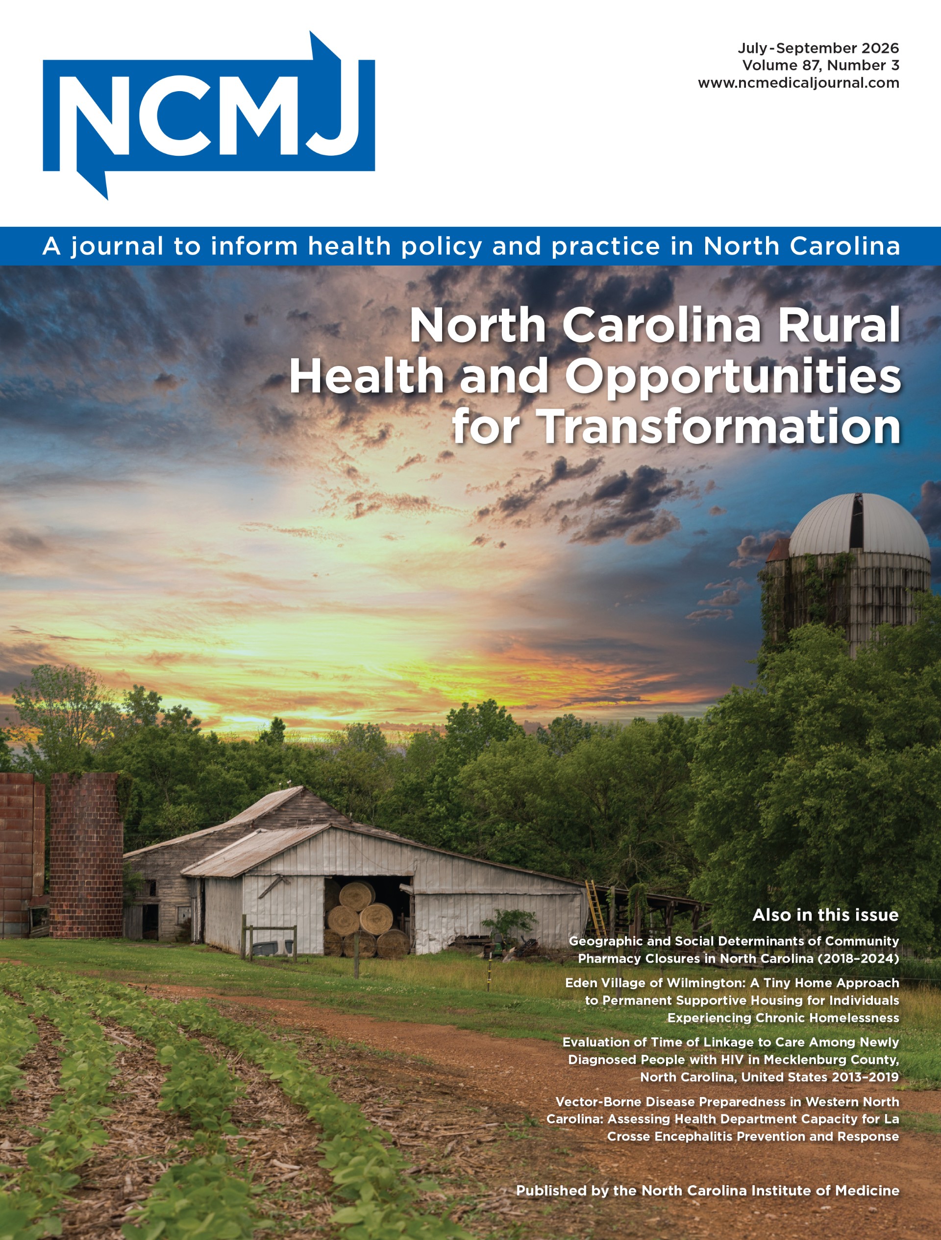 Image shows cover of NCMJ with multiple photos of pharmacists in pharmacy settings.