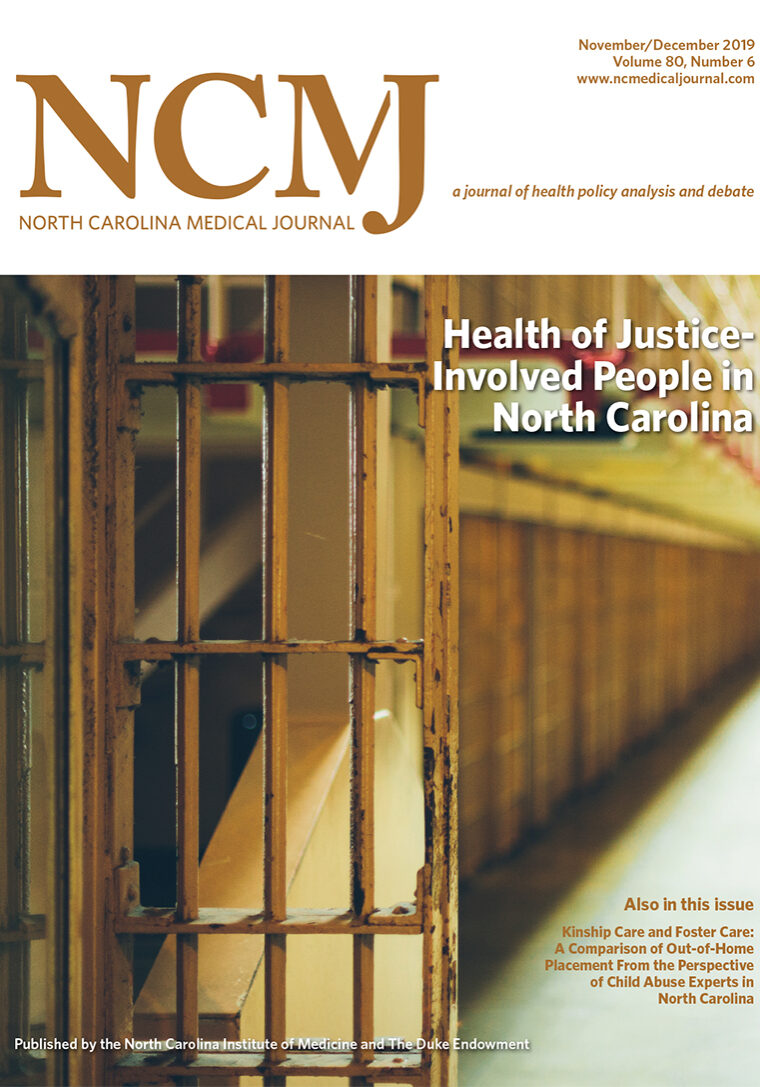 image of prison cell and hallway on cover of NCMJ